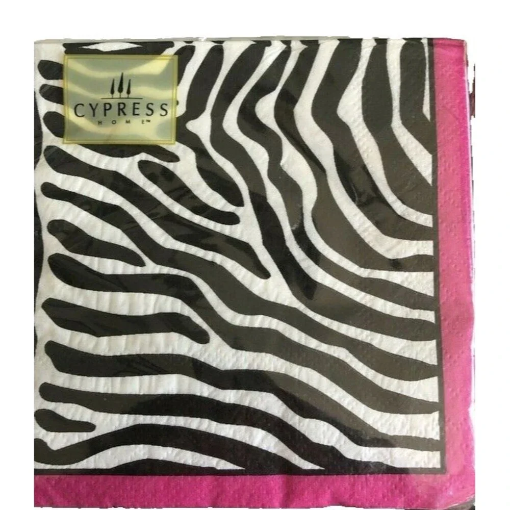 Cypress Cocktail Beverage Napkins 20 Ct Zebra Stripe Decoupage